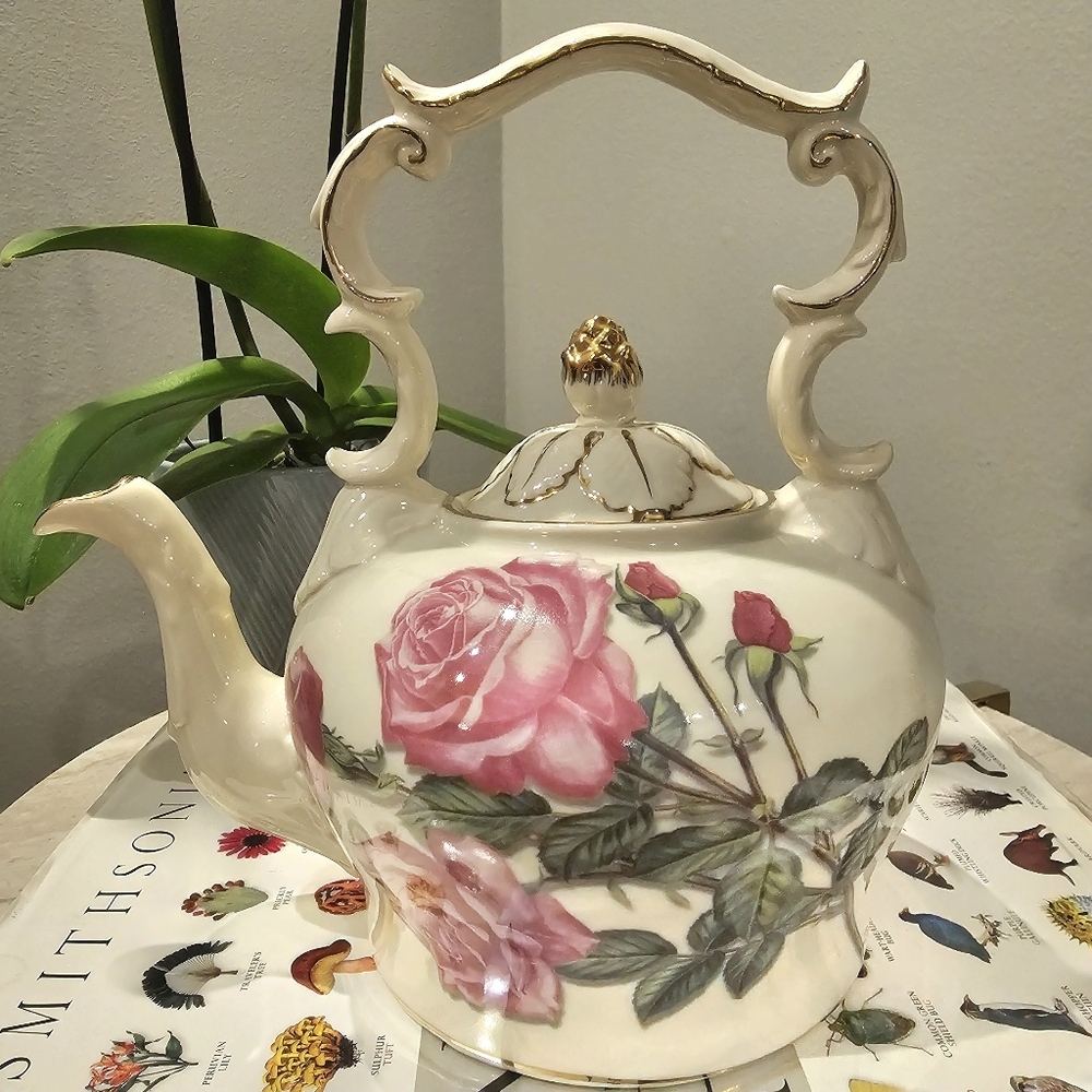 Burton & Burton Romantic Rose Teapot Kettle Style Porcelain